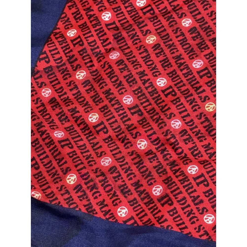 Vtg‎ Scarf Made In Italy IP Building Materials 100% Silk Red White Blue Font